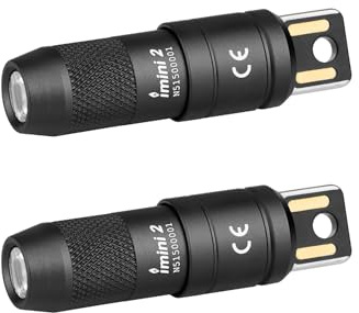 OLIGHT I Mini 2 Lampe de Poche LED Rechargeable par USB Petit Porte-clés | Lampe Torche 50 Lumens 19.5g avec Socle Magnétique, Étanche IPX6, Idéale pour Camping, Loisirs de Plein Air et Cas d'urgence