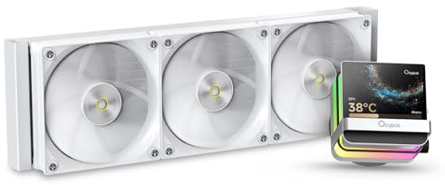 Sigma PRO L36 WH AIO Wasserkühlung 360mm CPU Kühler mit 3.5 IPS Display | 640×480px,Floating ARGB Lighting,FDB Silent PC Lüfter,310W TDP Wasserkühler CPU Cooler for Intel LGA1700/1851& AMD AM4/AM5