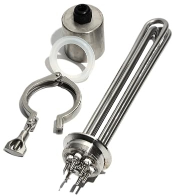 Heaters，304SS 2tri Immersion Water Tank Heater Heating Element 12KW 220V For Homebrew With Clamp And Coupling(4 pcs,220V_6KW 250L 304SS)