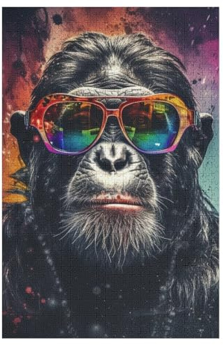 Holzpuzzles 1000 Teile Gorilla -Puzzle Für Jungen Und Mädchen, Schwierigkeitsgrad, Lernspiele, Familienspielzeug （78×53cm）