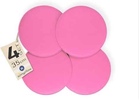 sunnypillow 4er Set Sitzkissen Filz Stuhlkissen rund Ø 36cm - gemütliche Filzkissen für Bank und Stuhl in Haus und Garten - Indoor/Outdoor - Polster Stuhlauflage, Sitzauflage - Kissen Rosa