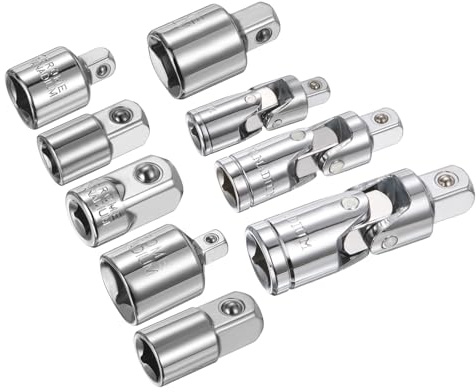 sourcing map 9pcs Impact Socket Adapter Set 1/2 to 3/8 1/4, 1/4 to 3/8 1/2, Standard SAE Impact Driver Ratchet Wrench Converter with Universal Joint