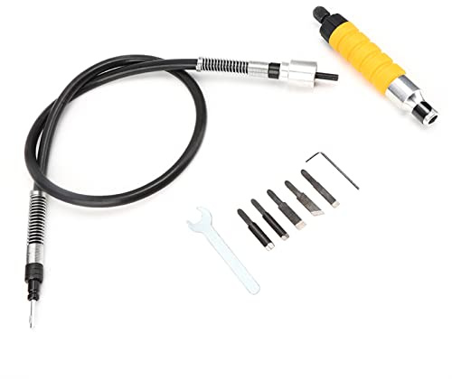 Aumotop Cincel Eléctrico para Tallar Carpintería, Juego de Herramientas sin Esfuerzo, Amarillo para Artesanos de Madera, Acero Inoxidable