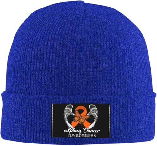 Kidney Cancer Awareness Classic Men's Warm Winter Hats Women Beanie Soft Warm Skull Cap Blue