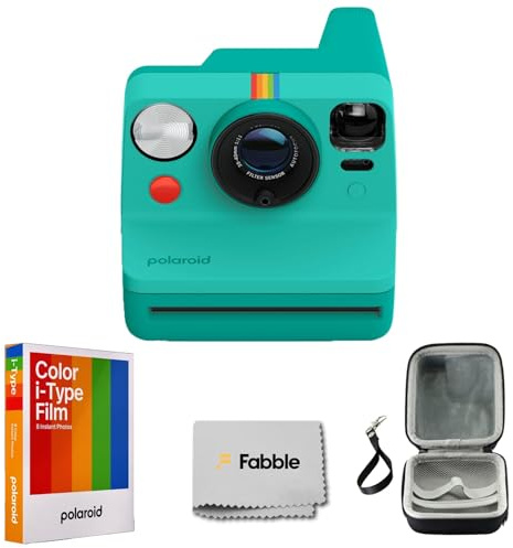 Polaroid Now - Cámara de película instantánea I-Type de segunda generación + película de color para I-Type + álbum negro + correa colorida para el cuello (Polaroid Now Generation 3, verde)
