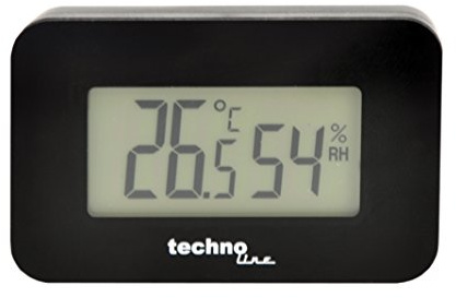 Technoline termometer WS 7009 - biltermometer med bakgrundsbelysning för interiören, svart, temperaturdisplay, fuktighetsdisplay, 52 x 14 x 32 mm