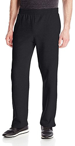 Fruit of The Loom Herren Fleece-Hose mit Taschen, offener Unterseite Trainingshose, Schwarz, Mittel