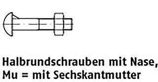 Halbrundschrauben DIN 607 Mu St. M 12 x 35 VE=S 100 Stück