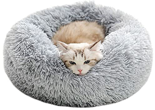 Katzenbett Hundebett Flauschig Waschbar rund Katzenkissen Hundekissen Plüsch Haustierbett Donut Hundekorb Katzenkorb für Katzen und kleine mittelgroßen Hunde