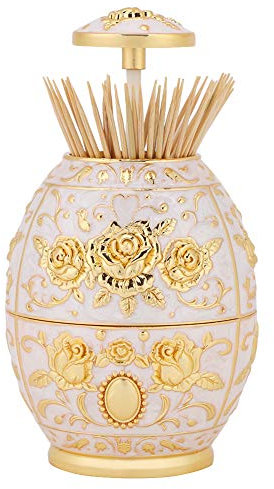 Distributeur de cure-dents, Push rétro automatique porte-cure-dents motif de fleur en alliage de zinc boîte à cure-dents peut boîte contenant pour Home Restaurant Café Bar utilisation[Or]Pics