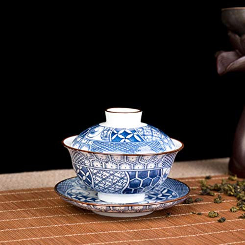 LAIY Porcelana Azul Y Blanca Sopera China De Gaiwan Taza De Té De CeráMica Platillo Taza Tapa Taza De Gaiwan Taza De Té 140Ml, Estilo 3