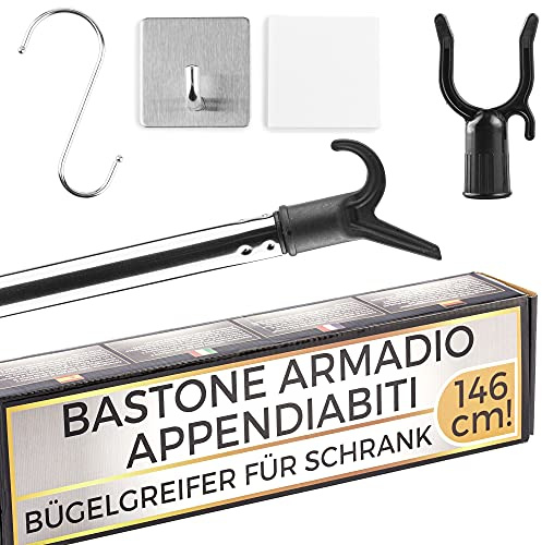 Selezione100 bastone armadio appendiabiti bastone appendiabiti per armadio asta armadio per guardaroba asta - kit elegante regalabile con 2 ganci e accessori lussuosi
