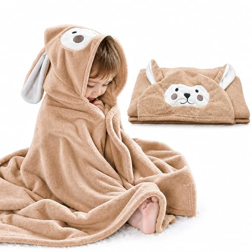 ROMASA Kinder Badetuch Ultra weiches Kapuzentuch Super saugfähig absorbierende Bademantel Decke Kleinkind Duschgeschenke für Jungen und Mädchen extra groß 70cm x 140cm (Kaqi)