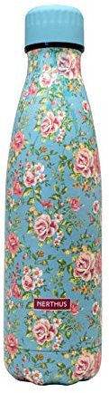 NERTHUS Doble Pared Fih 775-Thermos a Doppia Parete, Motivo, 500 ml, Inox, Senza BPA, 18/8, Acciaio Inossidabile, Piccoli Fiori