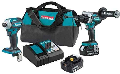 Makita XT288T-R 18V LXT Brushless Lithium-Ion 1/2 in. Cordless Hammer Drill Driver and 4-Speed Impact Driver Combo Kit with 2 Batteries (5 Ah) (Renewed)