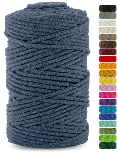 Netuno cordón de algodón con núcleo de algodón Color Azul Vaquero 5mmx100m Cuerda Natural Hilo para Macrame atrapasueños decoración artesanía Bricolaje hogar Plantas Crochet Joyas jardín Cordel
