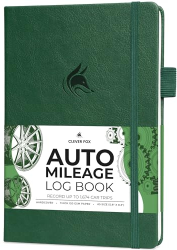 Clever Fox Auto Mileage Log Book – Vehicle Logbook with Mileage, Expense, Gas Consumption & Lubrication Trackers – Driving Logger for Car Records – A5 Size, 1,674 Mileage Entries (Forest Green)