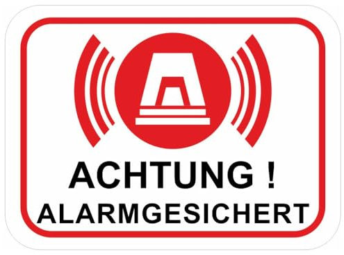 Samunshi® Aufkleber Achtung Alarmgesichert Weiß - Schild Sticker - Hinweisschild Warnschild Vorsicht vor: Kameraüberwachung Überwachungskamera Alarmanlage Alarmgesichert - 50x36cm mehrfarbig