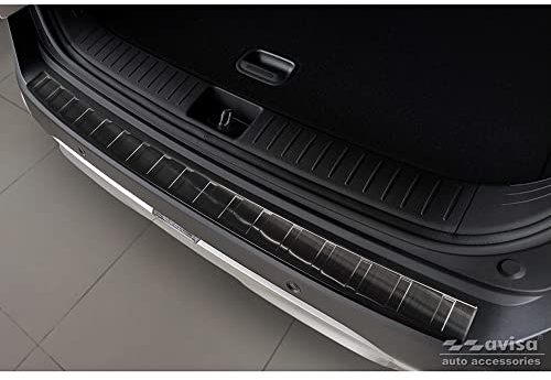 Avisa Schwarz Edelstahl Heckstoßstangenschutz kompatibel mit Kia Sportage V 2021- 'Ribs', Blacks | kompatibel mit Kia Sportage V 2021- - Schwarz