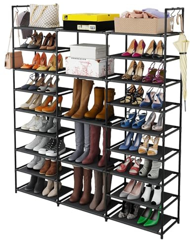 W&H 9 Tier Large Shoe Rack Storage Organizer Can Store 50-55 Pair Shoe Boot