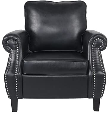 Christopher Knight Home Dowd Club Chair with Nailhead Trim - Faux Leather - Midnight Black/Dark Brown