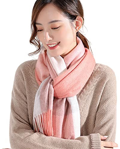 OVLAJ Kaschmirschal Kaschmir -Winterschals Für Frauen Karierte Quastenpapiere Wraps Und Schals-Color 6,170X35Cm