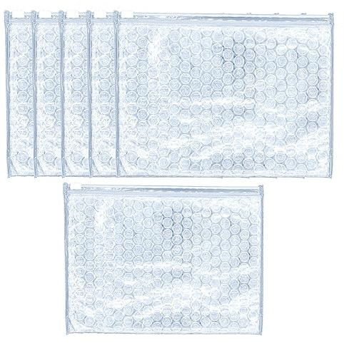 Spldsun 6 Piezas Sobres Acolchados, Sobres Burbujas, Sobres Envios, Bolsas Burbujas, A5, 24 * 16 cm, con Cremallera, Plástico, para Joyas, Cosméticos, CD (Transparente)