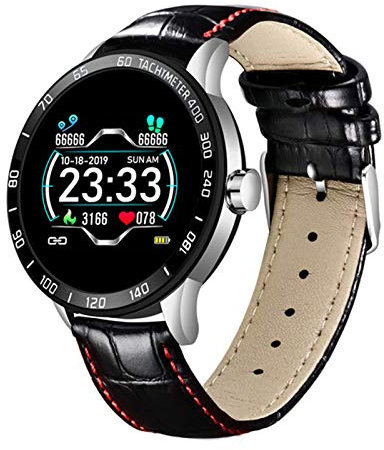 QESTO MAD - Orologio intelligente da uomo, con fascia in acciaio, per cardiofrequenzimetro, per sport, multifunzione, fitness, fitness tracker, impermeabile, B