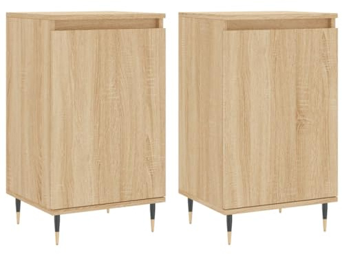 vidaXL Sideboard 2 STK., Kommode mit viel Stauraum, Mehrzweckschrank Anrichte für Wohnzimmer, Schrank Beistellschrank Metallbeine, Modern, Sonoma-Eiche Holzwerkstoff