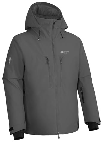Pioneer Camp Herren Wasserdicht Skijacke Winddicht Snowboardjacke Warm Outdoor Winterjacke mit Kapuze Grau L