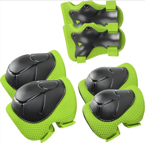 TOCYORIC Knäskydd för barn, 6-i-1, barnskydd, inlines, skyddset för 3-7 år, barn, armbågsskydd, handledsskydd, skridskoskydd, set för skateboard, skoter, skridskoåkning, körning