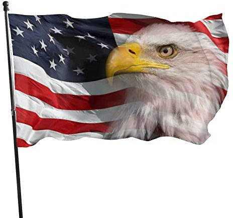 Dekorative Gartenflagge, Hofbanner, Adler, USA, amerikanische Flagge, Druck, alle Jahreszeiten, Urlaub, Willkommensgarten, Rasen, Hängedekoration, 60 x 90 cm
