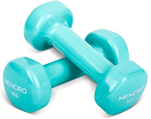 MENCIRO Hanteln 2er Set für Männer und Frauen, 1KG Kurzhanteln Gewichte für Zuhause Fitnessstudio und Krafttraining