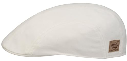 Stetson Unlined Cotton Flatcap Einfarbige Klassische Schiebermütze UV-Schutz 40 Baumwollcap Herren Frühjahr Sommer weiß M (56-57 cm)
