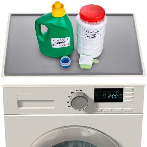 Hacaroa 60x50 cm Washer and Dryer Top Protector, Non-Slip Silicone Dryer Cover for the Top, Dust-Proof Protective Washing Machine Mat for Home, Laundry Room, Gray