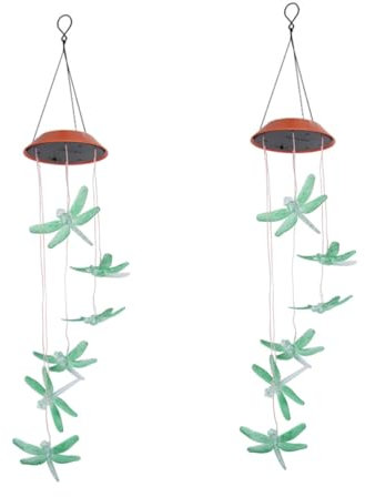 Sosoport 2pièces Solar Dragonfly Wind Chime Light Lampe LED Colorée pour Jardin Et Cour Décorative Et Solaire Ambiance Romantique pour Extérieur