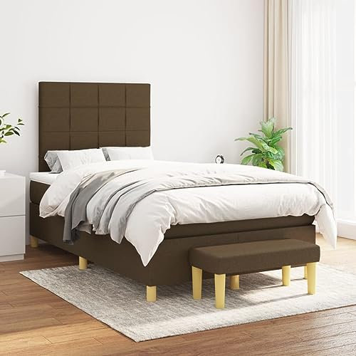 BUKSCYJS Bettrahmen,Bettlattenrost,Plattformbett,Boxspringbett mit Matratze Dunkelbraun 120x200 cm StoffGeräuschlos, einfache Installation, geeignet für Schlafzimmer