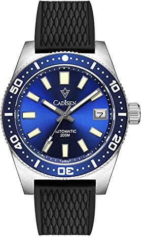 TYBERLEY CADISEN Herren Automatikuhr mechanisches Japanisches Uhrwerk Synthetik Saphir 200m Wasserdicht Leuchtend Edelstahlband Sport Taucheruhr Datum