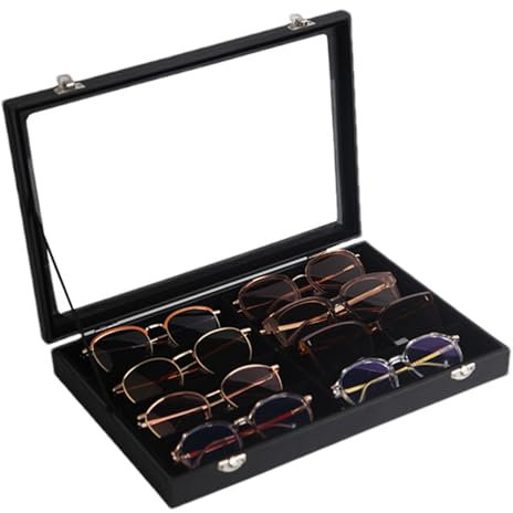 NGUMMS Brillenbox, Brillenetui für Sonnenbrillensammlung - Displayständer für Brillen mit 8 Steckplätzen, Organizer für Sonnenbrillen, Brillen-Display, Brillenvitrine