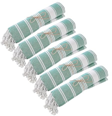 BUTLERS 5er Set Hamamtuch Baumwolle - Surfside - Schnelltrocknend | Farbe Blau - 90x170 cm - Saunatuch für Bad & Sauna - Strandtuch für Strand - Pestemal mit Fransen