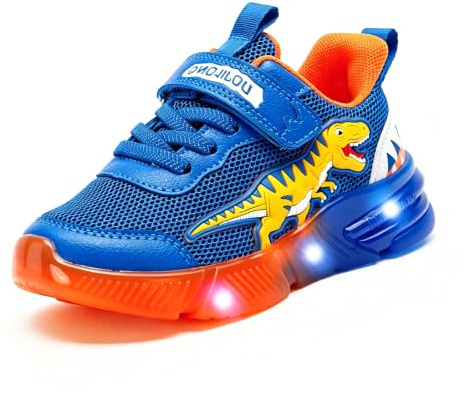 Moda Calzado Deportivo Zapatos Luminosos de Dinosaurio para niños pequeños y medianos Tiranosaurio Rex (Azul Zafiro, Niño (2-5 años), 27, Números, Sistema Tallas Calzado EU, Mediano)