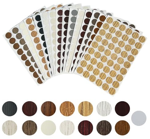 Bliceon 810 Stück/15 Farben Schraubenloch Aufkleber Abdeckkappen, 21MM Abdeckkappen Selbstklebend, Selbstklebende Schraubenloch, Wasserdicht Abdeckkappen für Bohrlöcher Möbel Schraubenkappen