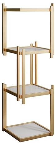 Creative Bookshelf,Bookcase with Open Cubes,Etagere Bookcase Furniture,Freestanding Storage Rack for Living Room Study Home Office(Gold,3 tier)