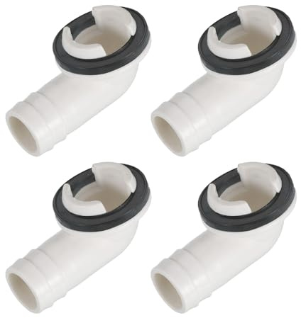 QUARKZMAN 4 Piezas Conector en Codo para Manguera de Desagüe 16mm Blanco | de Aire Acondicionado, con Anillo de Goma, para Unidades Mini-Split y A/A de Ventana