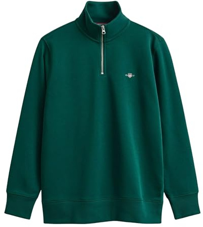 GANT Herr Sweat-Shirt À Demi-Fermeture Éclair Regular Shield, Tartan Green