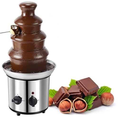IUBGFTO Fuente de Chocolate Caliente Fondue Comercial de Acero Inoxidable Lujo Fiesta Boda Restaurante Hotel niños Queso Salsa de Barbacoa 4 Niveles