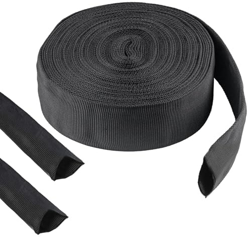 33 FT Nylon Hydraulic Hose Protector Sleeve Black Protective Cover Hose Sheath Hydraulic Hose Wrap Cable Sleeve Torch Cutting Wire Hose Cover Management Wrap for Cord Tig