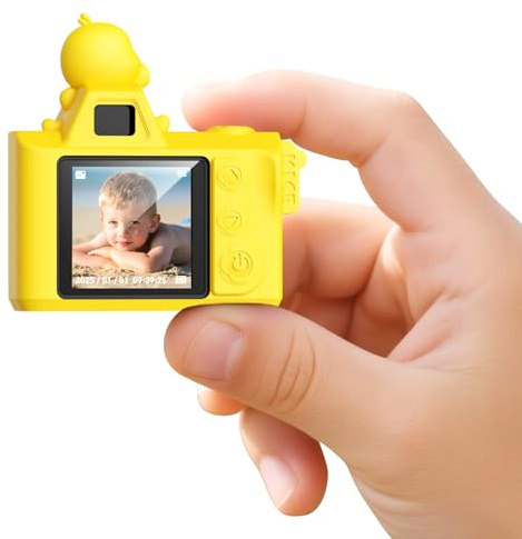 Mini Appareil Photo Numérique Enfants - Maxmango 1,3 1080P Mini Appareil Photo avec Carte SD 64 Go, Jouet Mignon Facile à Utiliser, Cadeau pour Enfant Garçons Filles de 3, 4, 5, 6, 7, 8, 9, 10(Jaune