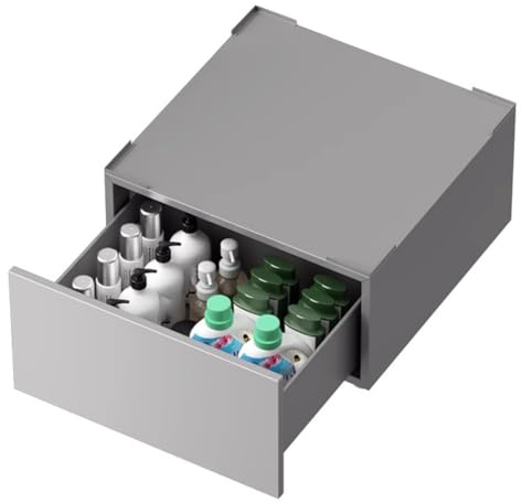 Sturdy Washing Machine Base with Drawer Steel Elevation Stand for Heavy-Duty Furniture Removable Large Capacity Drawer Gray Ideal for Home nization