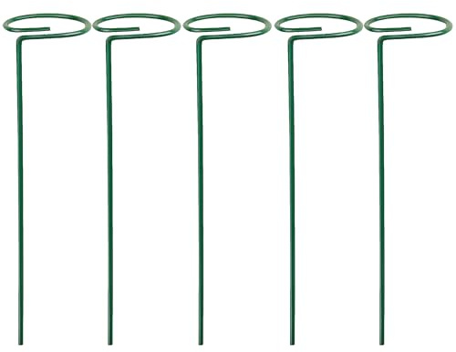 10 Stück Pflanzenstütze mit Blumenring 90cm hoch Ring Ø6,5cm 4mm Draht Grün